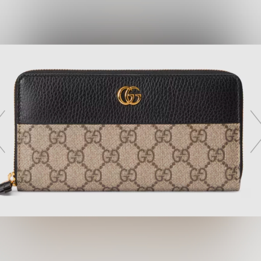 Gucci GG Marmont bi-color zip around wallett
